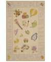 Stir her imagination with this adorable, whimsical rug from Momeni's Lil Mo Classic collection. In a throwback to old-fashion nursery styling, the soft pink rug features an assortment of childhood images like a hot air balloon, teddy bear and rocking horse--exciting sights for any little one. An alphabet-themed border offers a head start on learning!  Hand-hooked of pure cotton, Lil Mo Classics feature a cut-loop construction that gives the printed motifs a raised effect and tons of texture.