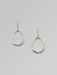 Uniquely shaped 18k yellow gold forms an imperfect oval for interest. ¾ long Imported Uniquely shaped 18k yellow gold forms an imperfect oval for interest. ¾ long Imported