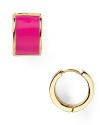 Ladylike label kate spade new york adds wit and whimsy to traditional accessories. These conservative earrings get shaken up with a fresh jolt of hot pink enamel.