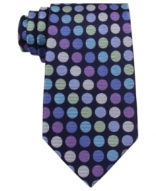 Circle back around to fun even if it's an all-business type of day with this dotted silk tie from Michael Kors. Circle back around to fun even if it's an all-business type of day with this dotted silk tie from Michael Kors.