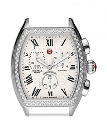 Be fashionably on time. With a diamond-encrusted bezel, Michele's releve-style chronograph is a glamorous take on a classic watch.