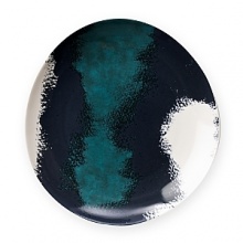 The shadowy effects of this set of four dessert plates implies depth and dimension. In strong colors, each one casts an aura of mystery. The shadowy effects of this set of four dessert plates implies depth and dimension. In strong colors, each one casts an aura of mystery.