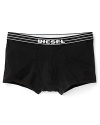 Diesel stretch trunks with logo waistband.