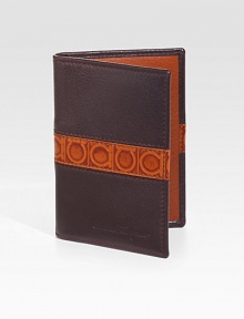 Spectator-embossed gancini leather is handsomely crafted with logo detail and careful stitching. Four compartments 2¾W X 4H Made in Italy Spectator-embossed gancini leather is handsomely crafted with logo detail and careful stitching. Four compartments 2¾W X 4H Made in Italy