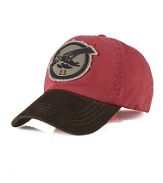 The outdoors-inspired patch and corduroy bill on this classic chino sport cap exude rugged edge and masculine style.