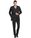 Round out a distinguished dress wardrobe with this three-piece black suit from Lauren by Ralph Lauren.
