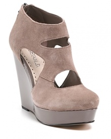 Balance out the chunky silhouette of Rosegold's Adel wedges with sleek skinnies and a feminine and floating silk tunic.