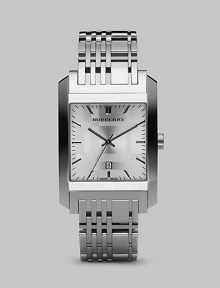 A textured check silver dial imbued with Swiss quartz precision and a check-inspired link bracelet. Quartz movement Water-resistant to 5 ATM/50m Solid stainless steel case Textured check silver dial Link bracelet Second hand Date display Square case, 33mm, 1.3 Bracelet width, 20mm, 0.79 Made in Switzerland A textured check silver dial imbued with Swiss quartz precision and a check-inspired link bracelet. Quartz movement Water-resistant to 5 ATM/50m Solid stainless steel case Textured check silver dial Link bracelet Second hand Date display Square case, 33mm, 1.3 Bracelet width, 20mm, 0.79 Made in Switzerland