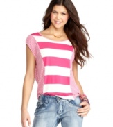 Look adorable by day in a slouchy-chic tee from Pink Rose that's raining stripes!