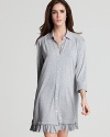 This dreamy heather grey sleepshirt is given hints of elegance by the ruffle trim along the bottom.