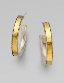 From the Lancelot Collection. A beautiful design with a 24k gold inlay set in white and dark sterling silver. White and dark sterling silver24k goldLength, about 1Post backImported From the Lancelot Collection. A beautiful design with a 24k gold inlay set in white and dark sterling silver. White and dark sterling silver24k goldLength, about 1Post backImported