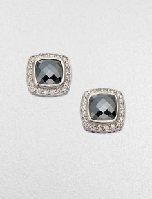 From the Petite Albion Collection. This sleek design with dazzling pavé diamonds surrounding a hematite stone set in sterling silver is elegant and versatile. HematiteDiamonds, .4 tcwSterling silverSize, about ¼Post backImported From the Petite Albion Collection. This sleek design with dazzling pavé diamonds surrounding a hematite stone set in sterling silver is elegant and versatile. HematiteDiamonds, .4 tcwSterling silverSize, about ¼Post backImported