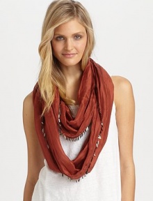 A luscious silk design featuring metallic embellishments for an unforgettable look.Silk16 X 82Dry cleanImported A luscious silk design featuring metallic embellishments for an unforgettable look.Silk16 X 82Dry cleanImported
