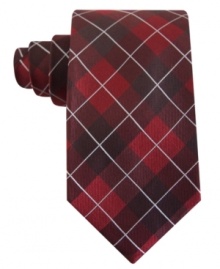 For the perfect preppy punch, toss on this plaid tie from Geoffrey Beene. For the perfect preppy punch, toss on this plaid tie from Geoffrey Beene.
