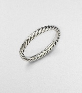 From the Midnight Melange Collection. A thin polished band of signature twisted cable.Sterling silver Width, about 3mm Imported Additional Information Women's Ring Size Guide 