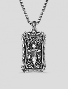 Modern design in finely engraved sterling silver. Necklace, about 26 1 X ¾ Made in USA Modern design in finely engraved sterling silver. Necklace, about 26 1 X ¾ Made in USA