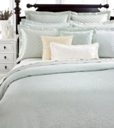 Modern luxury! This Circa sham from Martha Stewart Collection features a soft-mannered sea foam green color and scroll jacquard pattern.