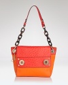 Make a bold move with Milly's color block leather bag. In ostrich-embossed leather, this shoulder style offers a vibrant counterbalance to classic cuts and a polished palette.