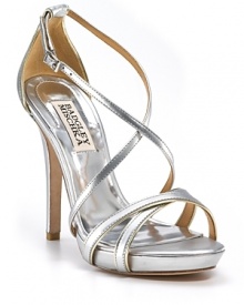 A gleaming metallic sandal from Badgley Mischka.