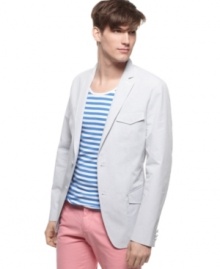 It's like day and night. Go from casual to cool with the simple addition of this striped blazer from American Rag. It's like day and night. Go from casual to cool with the simple addition of this striped blazer from American Rag.