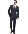 Hit all the right notes in your dress wardrobe with this Tommy Hilfiger slim-fit glen plaid suit.