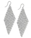 You've never looked so glam! Dozens of round-cut crystals in a pretty diamond pattern adorn Alfani's gorgeous drop earrings. Set in silver tone mixed metal. Approximate drop: 3 inches.