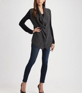 Mixed knits come together in this dynamic topper crafted with an exaggerated foldover neckline.Foldover collar Cable-knit sleeves Button-front Rolled edges About 31 from shoulder to hem 53% cotton/22% wool/15% nylon/10% acrylic Dry clean Imported