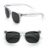 A traditional wayfarer style with a contemporary feel, crafted in lightweight acetate. Available in crystal frames with black lenses.Acetate100% UV ProtectionMade in Italy
