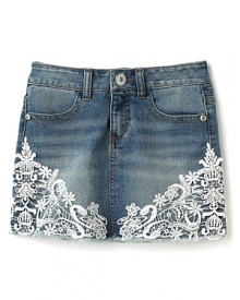 GUESS Kids Girls' Denim and Lace Skirt - Sizes 7-16 GUESS Kids Girls' Denim and Lace Skirt - Sizes 7-16