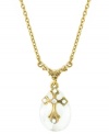 Perfect purity. A beautiful white crystal briolette bead showcases a cross on this drop necklace from Vatican. Crafted in gold tone mixed metal. Approximate length: 16 inches + 3-inch extender. Approximate drop: 3/4 inches.