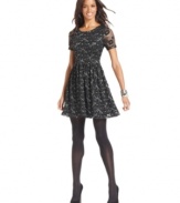 An ultra-feminine A-line silhouette and lacy fabric make this petite dress from NY Collection a ravishing look!