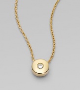 This delicate chain of 18k yellow gold features a sliding pendant richly punctuated by a sparkling diamond.Diamond, 0.07 tcw 18k yellow gold Pendant diameter, about ¼ Chain length, about 16 Lobster clasp Imported
