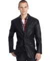 Dress up in sleek style with this handsome Kenneth Cole Reaction faux leather sports coat.