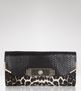 Snake leather and leopard prove a fierce combination on Sam Edelman's sleek clutch. Tuck the savage beauty under your arm with a colorful dress and head out for a wild night.