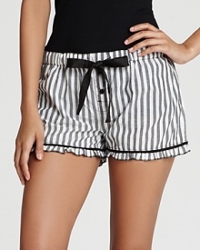 With gray stripes and a ruffle trim, these PJ Salvage shorts are sweet and stylish.