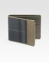 Iconic style that never fades, finely-crafted in checked PVC. Bill compartment Six card slots 3 X 4 Imported 