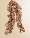 Printed florals and cascading ruffles create a vintage-inspired feel on airy chiffon.60L X 10WPolyesterMachine washImported