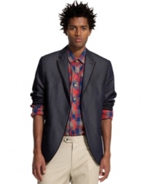 Take your tailored look up a notch with this two-button blazer from Bar III. Take your tailored look up a notch with this two-button blazer from Bar III.