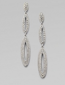 Graduated, elongated ovals encrusted in sparkling crystals create a truly lovely piece. Rhodium plated brassCrystalsLength, about 2Post backImported Graduated, elongated ovals encrusted in sparkling crystals create a truly lovely piece. Rhodium plated brassCrystalsLength, about 2Post backImported