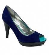 Step up your style with the trendsetting Celine pumps. Style&co. energizes their timeless peep-toe silhouette with color blocking and a stacked platform and stiletto heel.