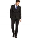 Basic black goes modern with a slim-fit on this 3-piece Kenneth Cole suit.