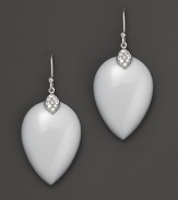 White agate leaves sparkle with dew drops of white sapphire. By Elizabeth Showers.