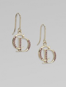 Dazzling, crystal encrusted iconic, logo design. GoldtoneCrystalsLength, about 1Hook backMade in Italy Dazzling, crystal encrusted iconic, logo design. GoldtoneCrystalsLength, about 1Hook backMade in Italy