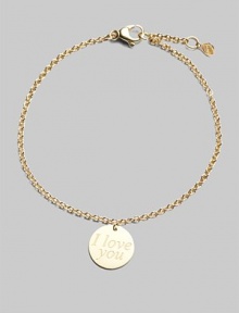 From the Love Plus Collection. A small disc charm with an 'I love you' engraving hangs on a thin chain.18k yellow gold Disc charm Length, about 7 Lobster clasp closure Made in Italy