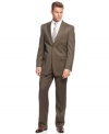 Kick it into neutral for all-day sophistication in this khaki classic-fit suit from Jones New York.