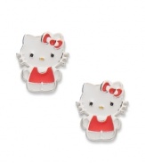 Cute and cool, this pair of Hello Kitty sterling silver stud earrings brings a whimsical touch to your personal style. Approximate drop: 1/2 inch.