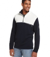 Contrast moves. Play both sides in this cool 1/4-zip sweater from Nautica.