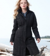 Vertically seamed quilting gives Calvin Klein's knee-length puffer coat a lengthening effect. The down-blend fill gives you heavyweight-level warmth!