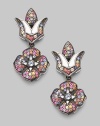 From the Secret Garden Collection. Sparkling multi-colored sapphires with small blue topaz accents and white enamel trim.Sapphire Blue topaz Sterling silver Convertible; can be worn without floral drop Length, about 1½ Width, about 1½ Post backs Imported 