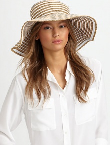 A high contrast design of grosgrain ribbon for a lightweight style, perfect for sunny days. Polyester/viscose/paper/silkBrim, about 6Machine washImported A high contrast design of grosgrain ribbon for a lightweight style, perfect for sunny days. Polyester/viscose/paper/silkBrim, about 6Machine washImported